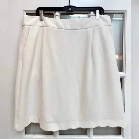 TOMMY HILFIGER Womens Ivory Zippered Scalloped Hem  A-Line Skirt Size 16 - Picture 1 of 11